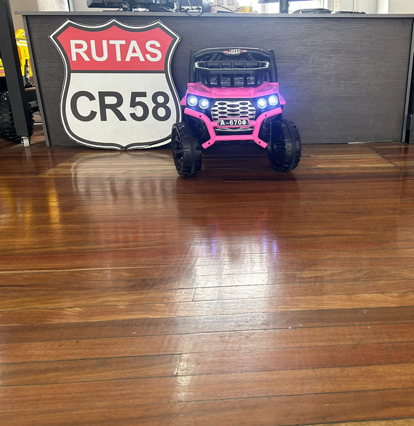 2025 Rutas CR58 - Mulita Rose • Rosada • 12 Voltios • cuatro Motores • Llantas de plasticas • Dos asientos de plastico • Control Remoto • Hasta 5 Años