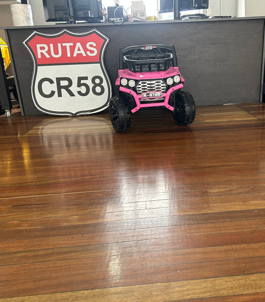 2025 Rutas CR58 - Mulita Rose • Rosada • 12 Voltios • cuatro Motores • Llantas de plasticas • Dos asientos de plastico • Control Remoto • Hasta 5 Años