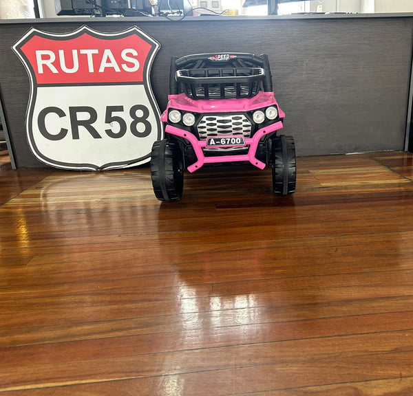 2025 Rutas CR58 - Mulita Rose • Rosada • 12 Voltios • cuatro Motores • Llantas de plasticas • Dos asientos de plastico • Control Remoto • Hasta 5 Años