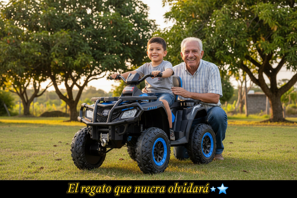 Rutas CR58 • ATV TRX • Color Azul • 24 Voltios • Llantas de hule • Asiento largo de cuero • Cuatro Motores • Hasta 8 Años • R26