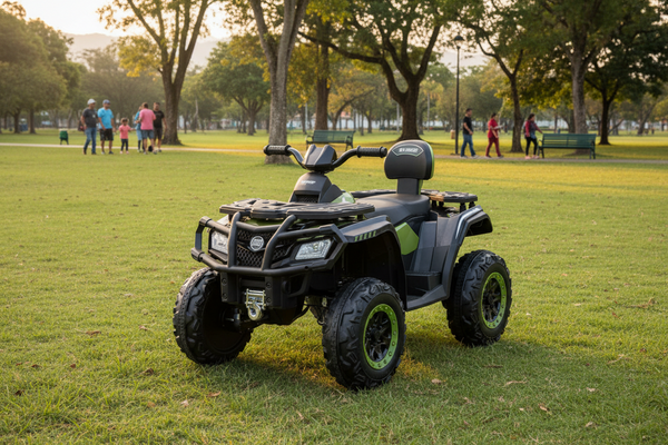 Rutas CR58 • ATV TRX • Color Verde • 24 Voltios • Llantas de hule • Asiento largo de cuero • Cuatro Motores • Hasta 8 Años • R26