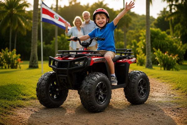 Rutas CR58 • ATV TITAN • 24 Voltios • 4 Motores • Color rojo • Llantas de hule • Asiento de cuero - Control Remoto • Hasta 8 Años • ER26