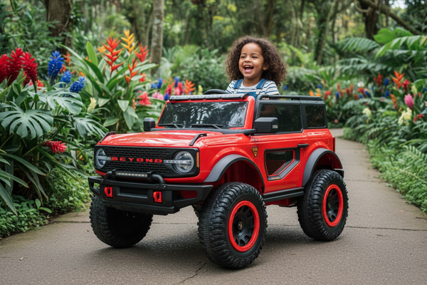 Rutas Cr58 Espectacular Jeep Beyond • Rojo • 12 Voltios • Llantas de Hule • 2 Asientos de Cuero • 4 Motores • Control Remoto  Hasta 5 Años • R26