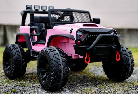 2025 Rutas CR58 - Estilo Jeep Brothers - Rosa Claro - 24 Voltios - Llantas de Hule - Asientos de cuero - 4 Motores - Control Remoto - Hasta 7 años