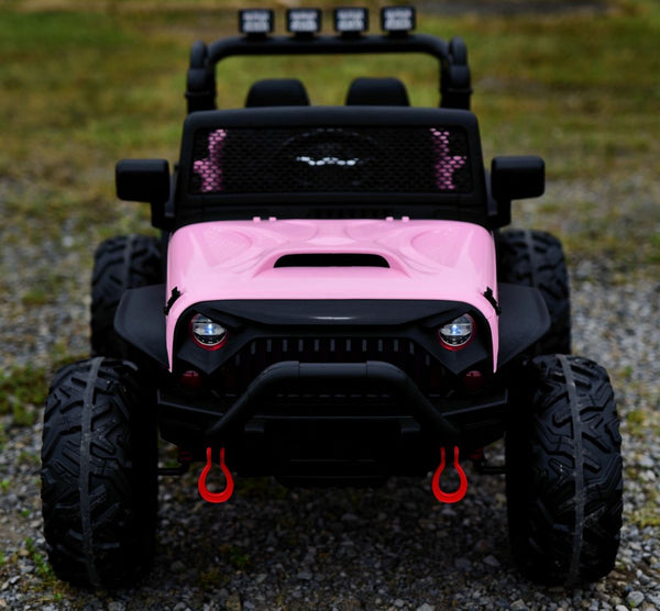 2025 Rutas CR58 - Estilo Jeep Brothers - Rosa Claro - 24 Voltios - Llantas de Hule - Asientos de cuero - 4 Motores - Control Remoto - Hasta 7 años
