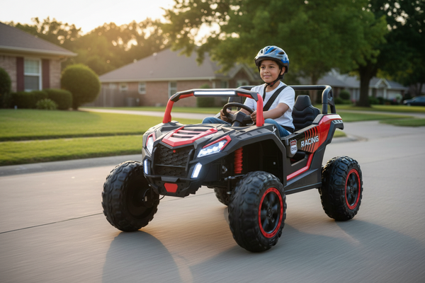 Rutas Cr5 • BUGGY SM DOTA • Color Rojo • 24 Voltios • Llantas de Hule • 2 Asientos de Cuero • 4 Motores • Control Remoto • Hasta los 11 Años • R26