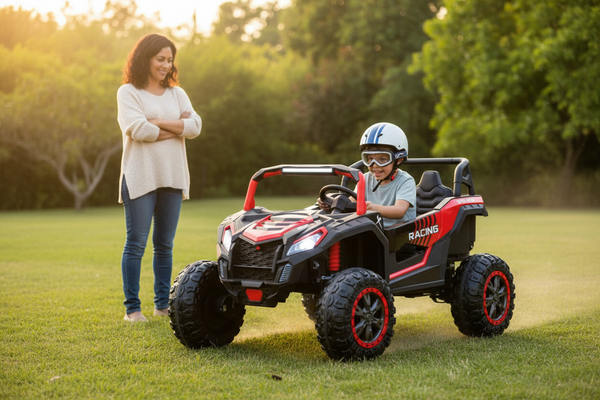 Rutas Cr5 • BUGGY SM DOTA • Color Rojo • 24 Voltios • Llantas de Hule • 2 Asientos de Cuero • 4 Motores • Control Remoto • Hasta los 11 Años • R26