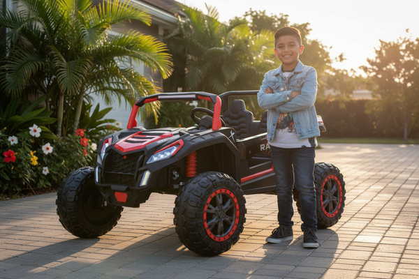Rutas Cr5 • BUGGY SM DOTA • Color Rojo • 24 Voltios • Llantas de Hule • 2 Asientos de Cuero • 4 Motores • Control Remoto • Hasta los 11 Años • R26