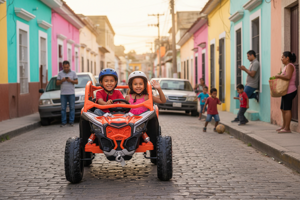 Rutas Cr58 • UTV Can-Am Maverick 24V • Naranja • Llantas de hule • 2 Asientos de cuero • Cuatro motores • Pantalla de video • Control Remoto • Hasta 8 Años • R26