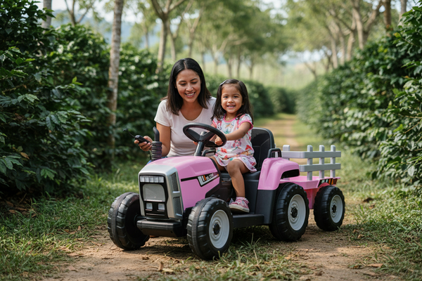 Carrito Eléctrico para niños • Tractor • Rosado • 12 Voltios • Rutas Cr58 ER26