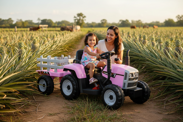Carrito Eléctrico para niños • Tractor • Rosado • 12 Voltios • Rutas Cr58 ER26