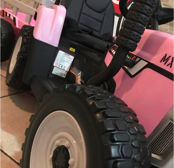 Carrito Eléctrico para niños • Tractor • Rosado • 12 Voltios • Rutas Cr58 ER26