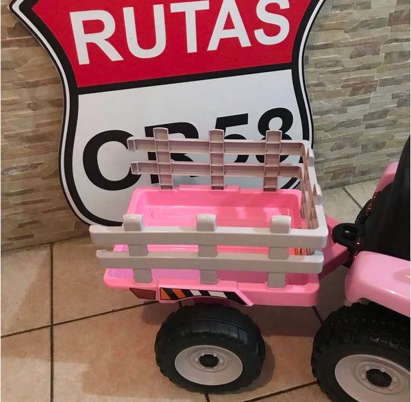 Carrito Eléctrico para niños • Tractor • Rosado • 12 Voltios • Rutas Cr58 ER26