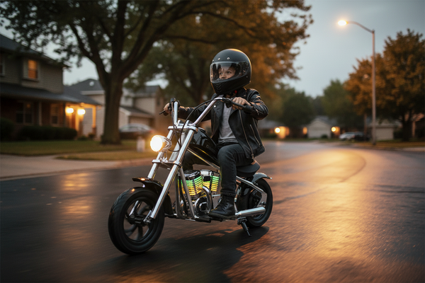 Rutas CR58 • Chopper • Color Negra • 24 Voltios • Llantas de hule (aire) • Asientos de cuero • Simulación de humo • Hasta 10 Años • R26