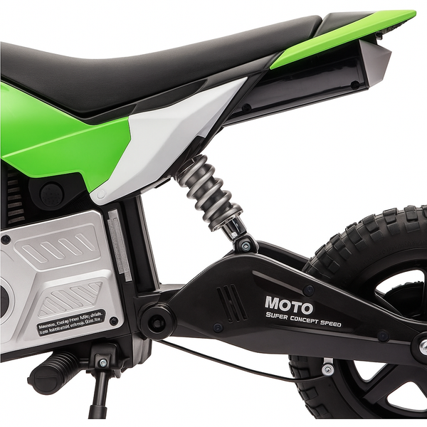 Encargo 2025 Rutas CR58 Mini Moto Cross - 24 Voltios - Verde - Llantas de hule - Asiento de cuero - Hasta 9 Años