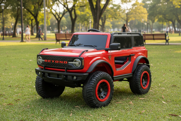 Rutas Cr58 Espectacular Jeep Beyond • Rojo • 12 Voltios • Llantas de Hule • 2 Asientos de Cuero • 4 Motores • Control Remoto  Hasta 5 Años • R26