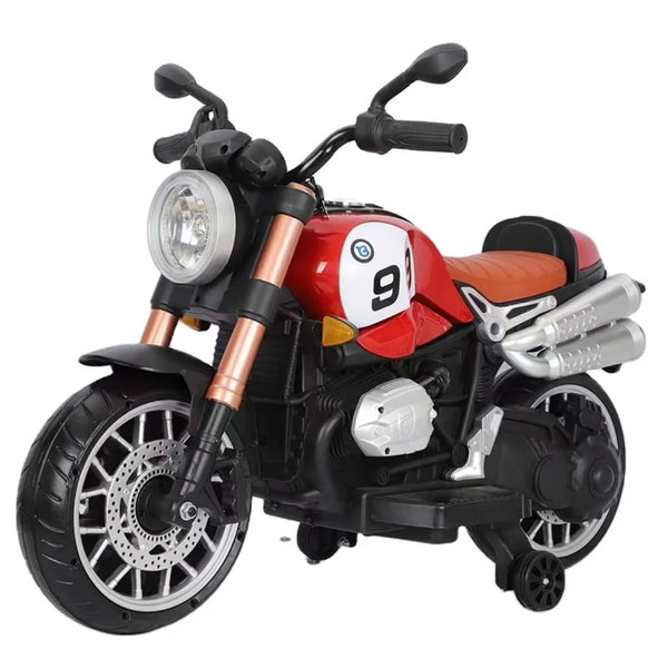2023 Motocicleta Retro - Llantas de plástico con banda de goma - Asientos plástico - Un motor - 12V - Hasta 5 Años.