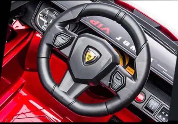 2023 Rutas Cr58 Estilo Lamborghini - Rojo - 12 Voltios - Llantas de Hule - Asiento de Cuero - 2 Motores - Control Remoto - Hasta los 5 Años