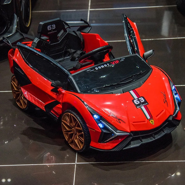 2023 Rutas Cr58 Estilo Lamborghini - Rojo - 12 Voltios - Llantas de Hule - Asiento de Cuero - 2 Motores - Control Remoto - Hasta los 5 Años