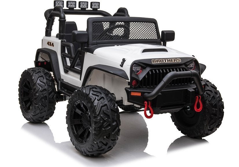 Encargos 2025 Rutas CR58 - Estilo Jeep Brothers - Blanco - 24 Voltios - Llantas de Hule - Asientos de cuero - 4 Motores - Control Remoto - Hasta 7 años