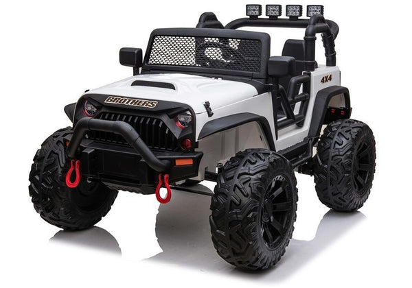 Encargos 2025 Rutas CR58 - Estilo Jeep Brothers - Blanco - 24 Voltios - Llantas de Hule - Asientos de cuero - 4 Motores - Control Remoto - Hasta 7 años
