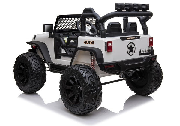 Encargos 2025 Rutas CR58 - Estilo Jeep Brothers - Blanco - 24 Voltios - Llantas de Hule - Asientos de cuero - 4 Motores - Control Remoto - Hasta 7 años