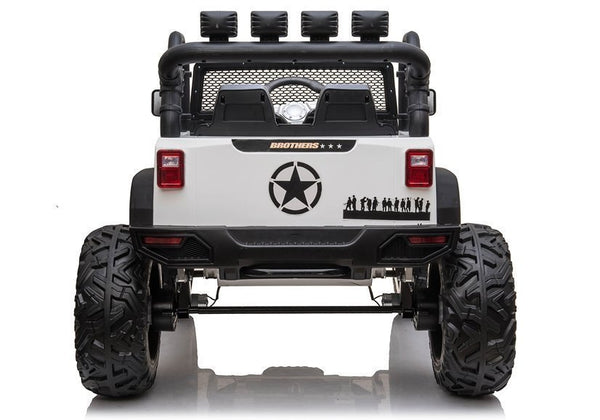Encargos 2025 Rutas CR58 - Estilo Jeep Brothers - Blanco - 24 Voltios - Llantas de Hule - Asientos de cuero - 4 Motores - Control Remoto - Hasta 7 años