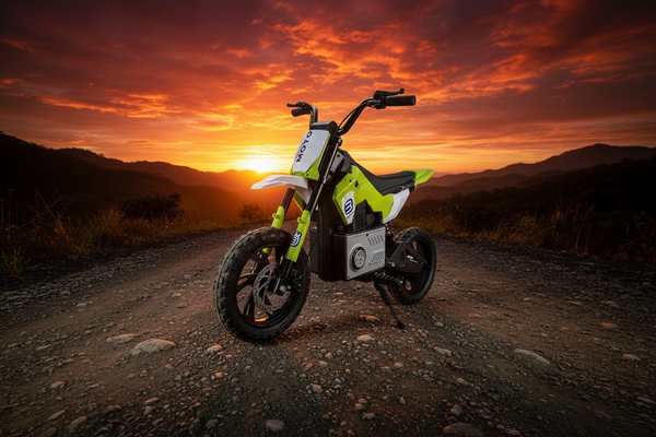 Rutas CR58 • Mini Moto Cross • 24 Voltios • Color Verde • Llantas de hule • Asiento de cuero • Llave de encendido • Hasta 9 Años • R26