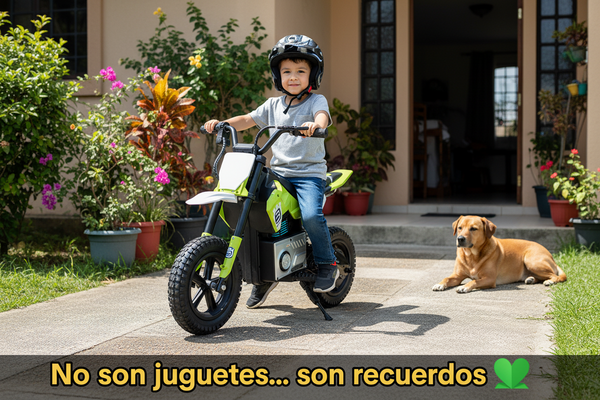 Rutas CR58 • Mini Moto Cross • 24 Voltios • Color Verde • Llantas de hule • Asiento de cuero • Llave de encendido • Hasta 9 Años • R26