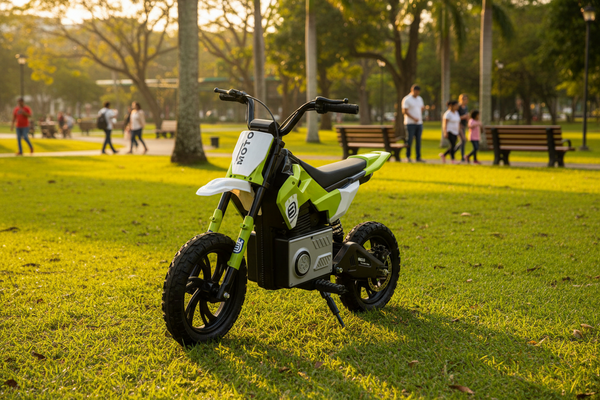 Rutas CR58 • Mini Moto Cross • 24 Voltios • Color Verde • Llantas de hule • Asiento de cuero • Llave de encendido • Hasta 9 Años • R26