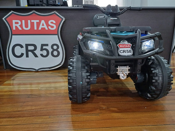2025 Rutas CR58 • ATV TRX • Celeste • 24 Voltios • Llantas de plásticas • Asientos de cuero • Cuatro Motores • Hasta 8 Años.