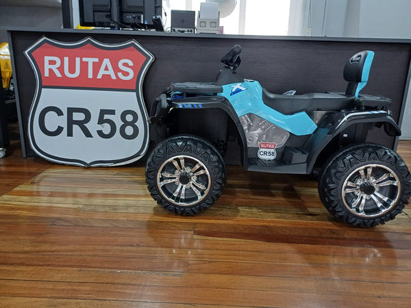 2025 Rutas CR58 • ATV TRX • Celeste • 24 Voltios • Llantas de plásticas • Asientos de cuero • Cuatro Motores • Hasta 8 Años.