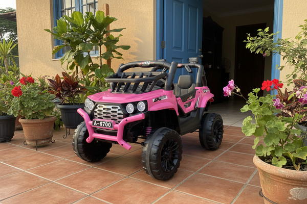 Rutas CR58 • Mulita Rose • Color Rosada • 12 Voltios • dos Motores • Llantas de plástico • 2 asientos de plásticos • Control Remoto • Hasta 5 Años • R26