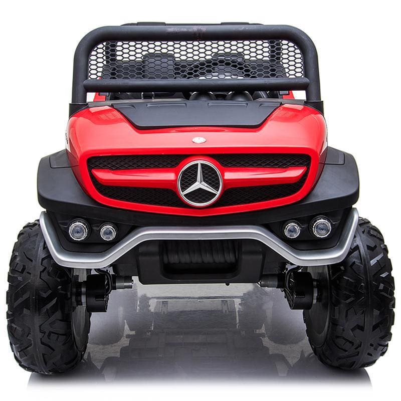 2024 Rutas CR58 Mercedes Benz Unimog - 12V - 4 motores - Color Rojo - llantas de Hule - Doble Asiento Plástico - Control remoto - Hasta 10 Años