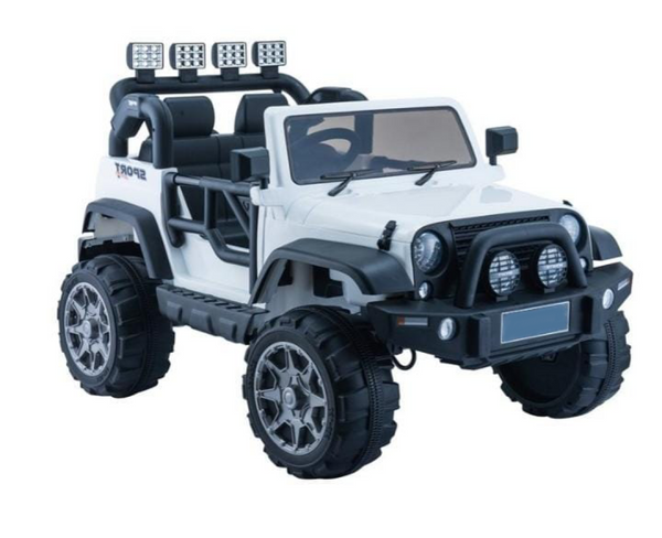 Rutas Cr58 estilo Jeep Paseo blanco - 12 Voltios - Llantas Hule - Asientos de cuero - Control Remoto - Hasta los 7 Años