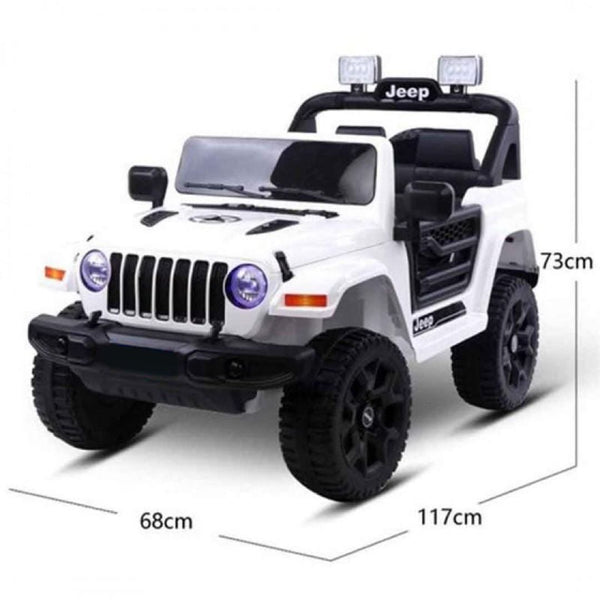 2023 Rutas CR58 Estilo Jeep Blanco - 12V - 2 Motores - Llantas plásticas - Asiento plástico - Control remoto - Hasta 5 años