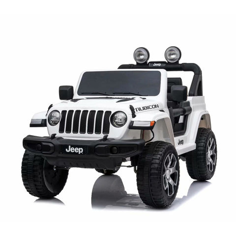 2022 Rutas CR58 Jeep Wrangler Rubicon 4x2 -Color blanco - 12V - Llantas Plásticas - con Control Remoto - Dos asientos plásticos.