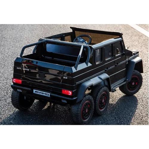 Black Friday 2024 Rutas • Mercedes G63 6 llantas • Color Negro • 12V • Cuatro Motores • Llantas de hule • Dos asientos de cuero • Control Remoto • Hasta 7 Años