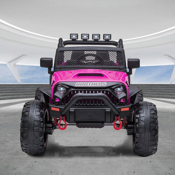 2022 Rutas CR58 estilo Jeep Brothers 12v - Asientos de cuero - 4x4 - Control Remoto - Llantas de hule - Color Rosa con Pantalla