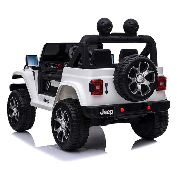 2022 Rutas CR58 Jeep Wrangler Rubicon 4x2 -Color blanco - 12V - Llantas Plásticas - con Control Remoto - Dos asientos plásticos.