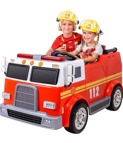 Rutas CR58 Camión Bombero dos asientos 4x4 - 12V - Control Remoto - Llantas Plásticas - con manguera de agua contra incendios